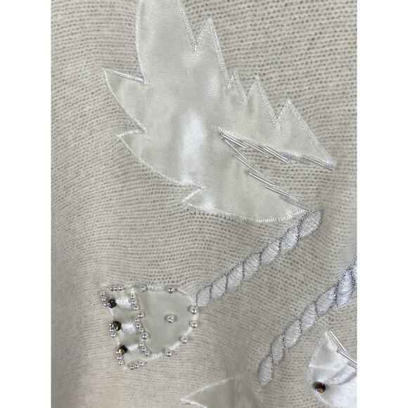 Carducci Angora Sweater Women’s Medium Cream Embellished Holiday Glam Retro ‘80s - Picture 5 of 16